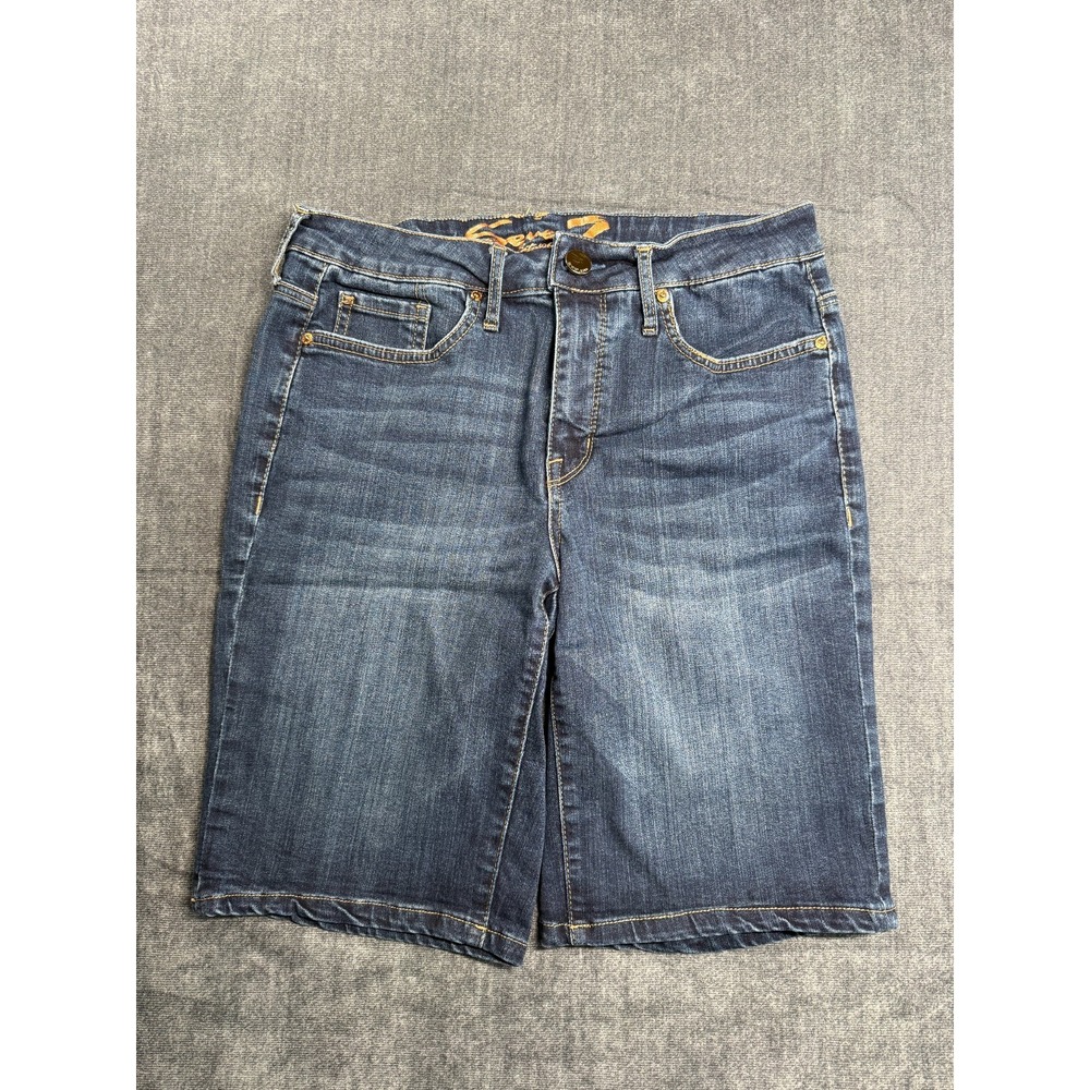 Seven7 Sunset Bermuda Shorts Womens 10 Blue Denim Stretch Mid Rise 30x10